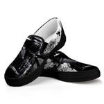 Dark Samurai Warrior Print Black Slip On Shoes