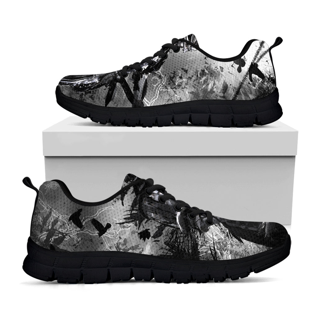 Dark Samurai Warrior Print Black Sneakers