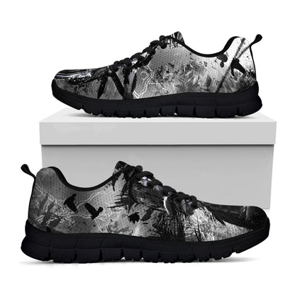 Dark Samurai Warrior Print Black Sneakers
