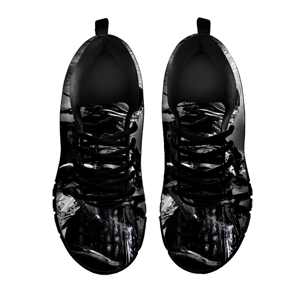 Dark Samurai Warrior Print Black Sneakers