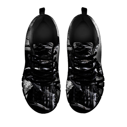 Dark Samurai Warrior Print Black Sneakers