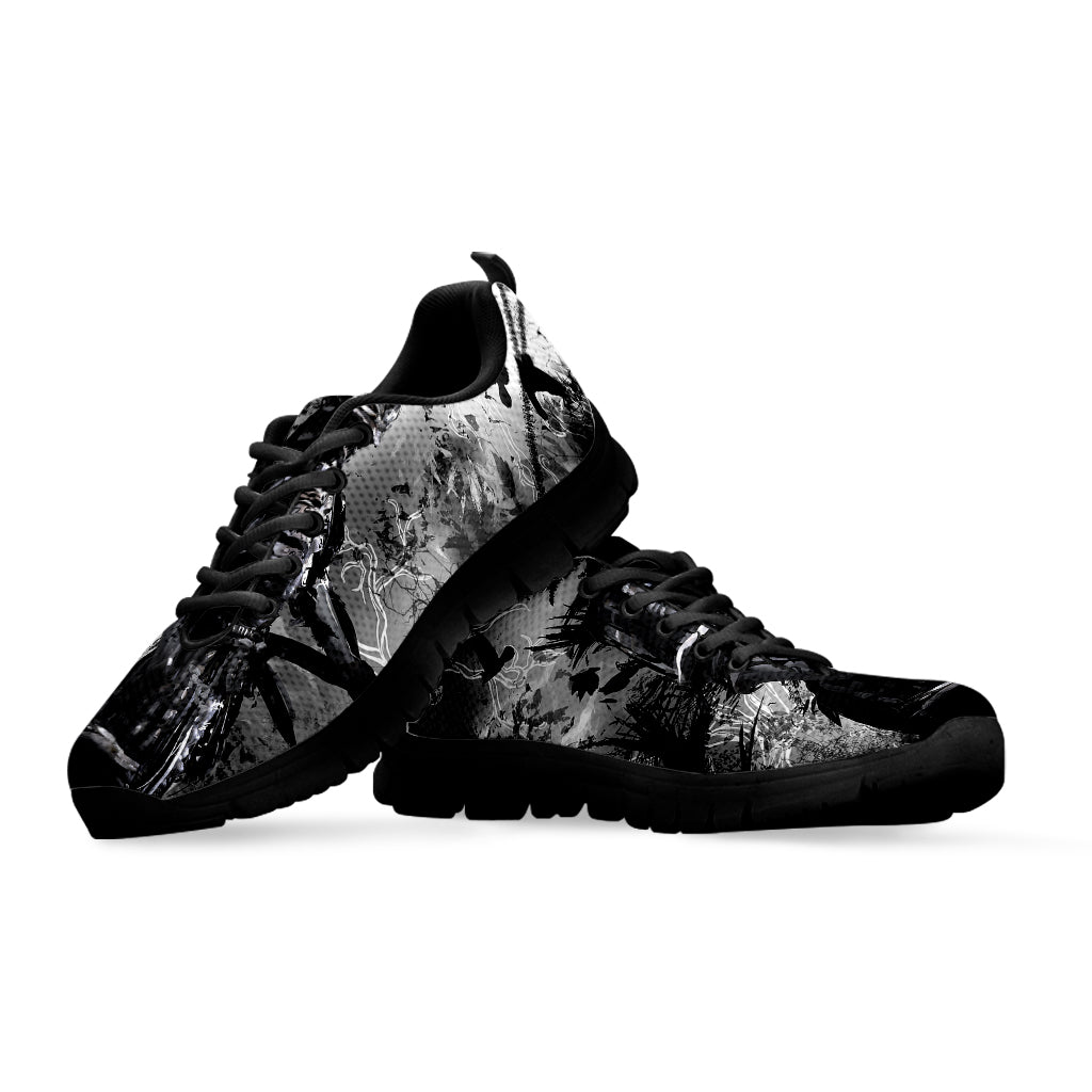 Dark Samurai Warrior Print Black Sneakers