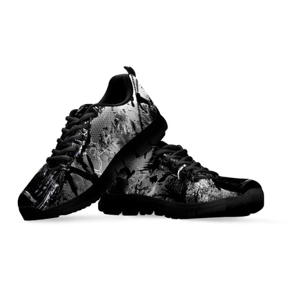 Dark Samurai Warrior Print Black Sneakers