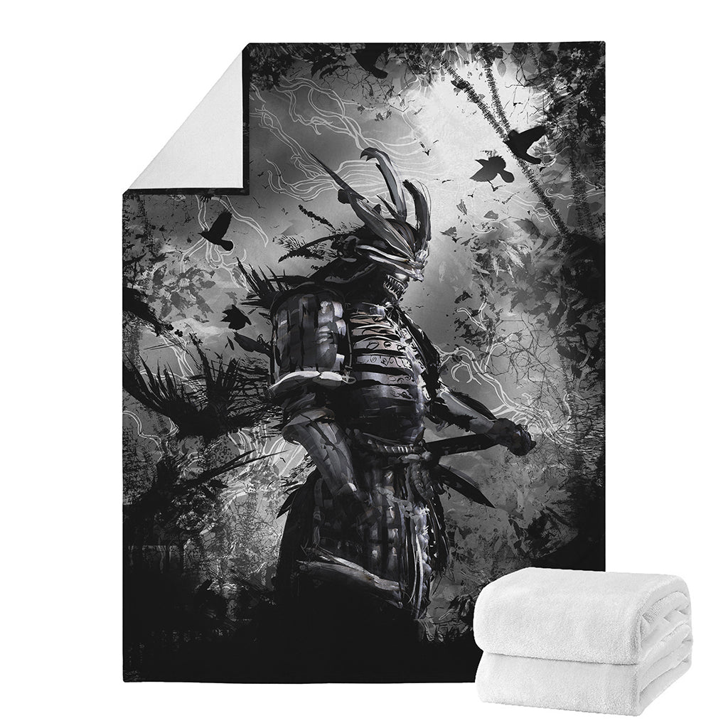 Dark Samurai Warrior Print Blanket