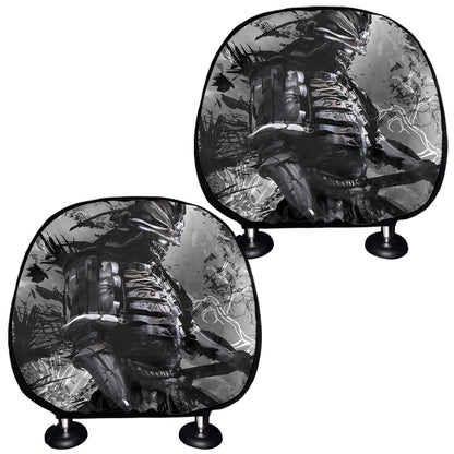 Dark Samurai Warrior Print Car Headrest Covers