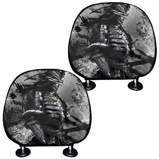 Dark Samurai Warrior Print Car Headrest Covers