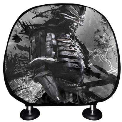 Dark Samurai Warrior Print Car Headrest Covers