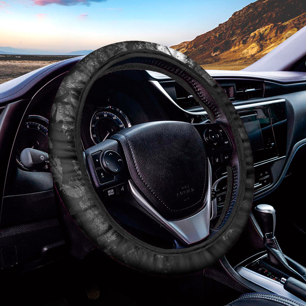 Dark Samurai Warrior Print Car Steering Wheel Cover