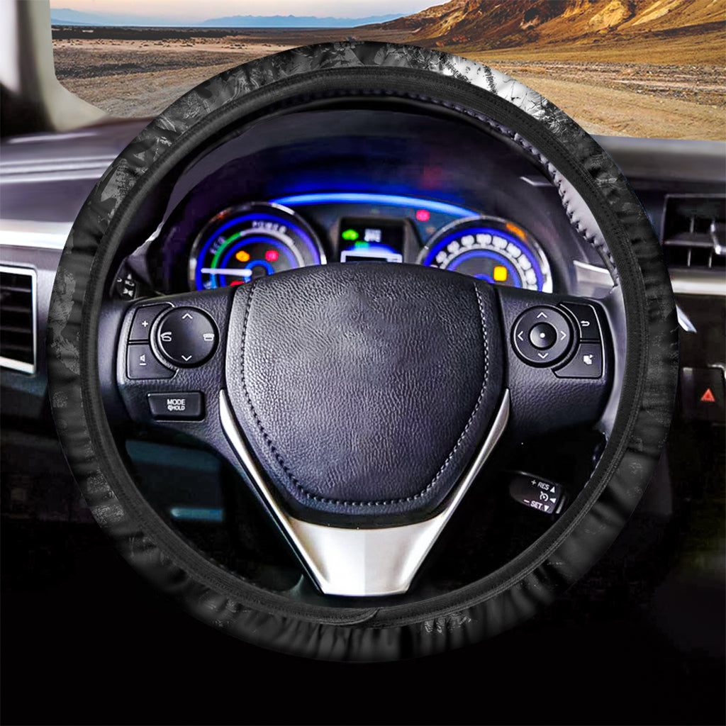 Dark Samurai Warrior Print Car Steering Wheel Cover