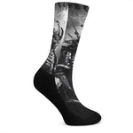 Dark Samurai Warrior Print Crew Socks