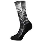Dark Samurai Warrior Print Crew Socks