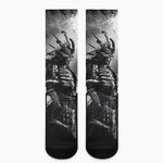 Dark Samurai Warrior Print Crew Socks