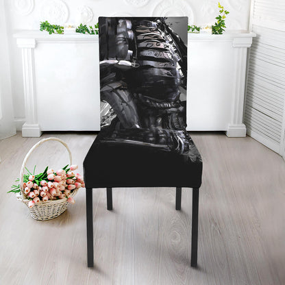 Dark Samurai Warrior Print Dining Chair Slipcover