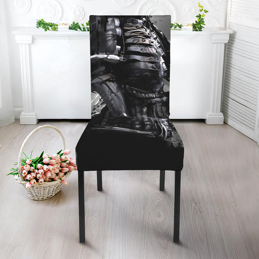 Dark Samurai Warrior Print Dining Chair Slipcover
