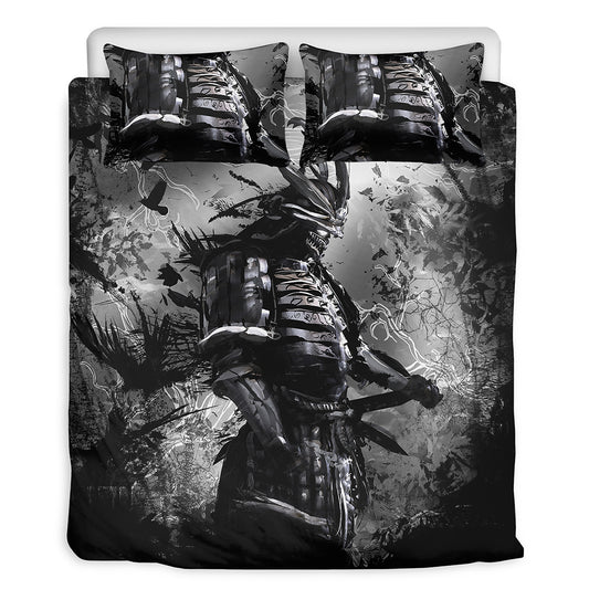 Dark Samurai Warrior Print Duvet Cover Bedding Set