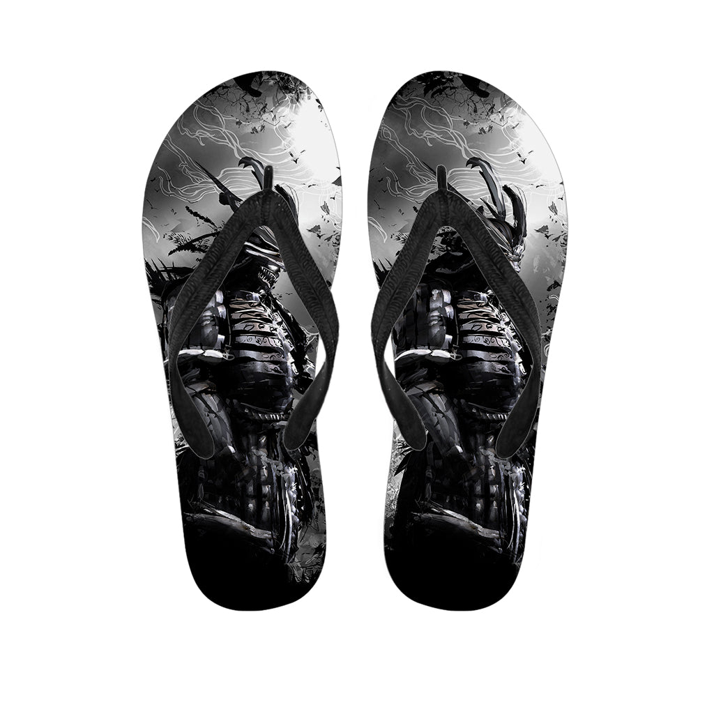 Dark Samurai Warrior Print Flip Flops