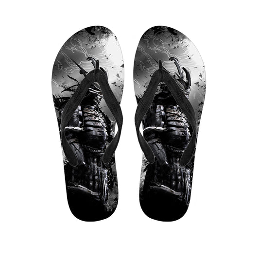 Dark Samurai Warrior Print Flip Flops
