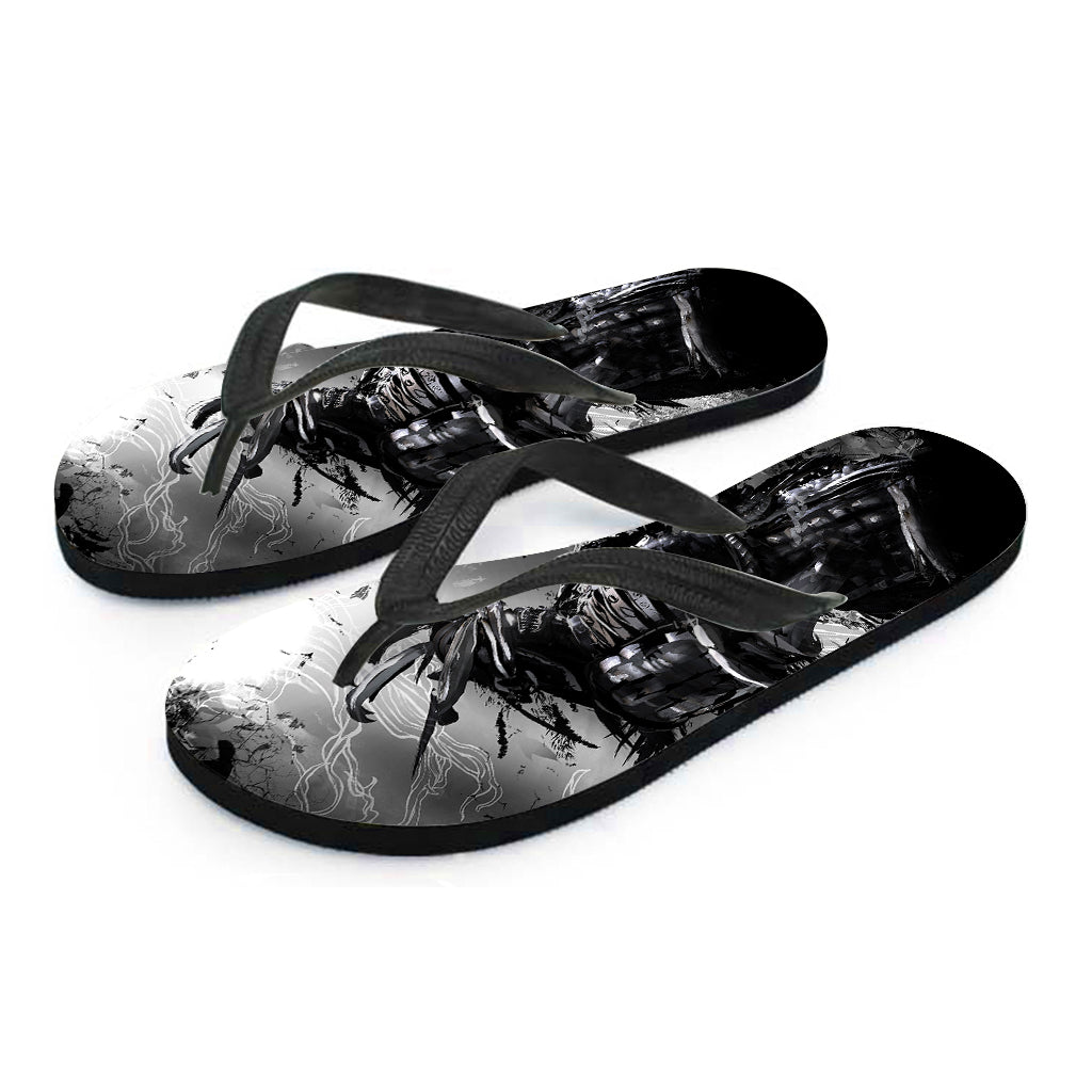 Dark Samurai Warrior Print Flip Flops