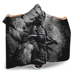 Dark Samurai Warrior Print Hooded Blanket