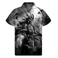 Dark Samurai Warrior Print Men's Short Sleeve Shirt