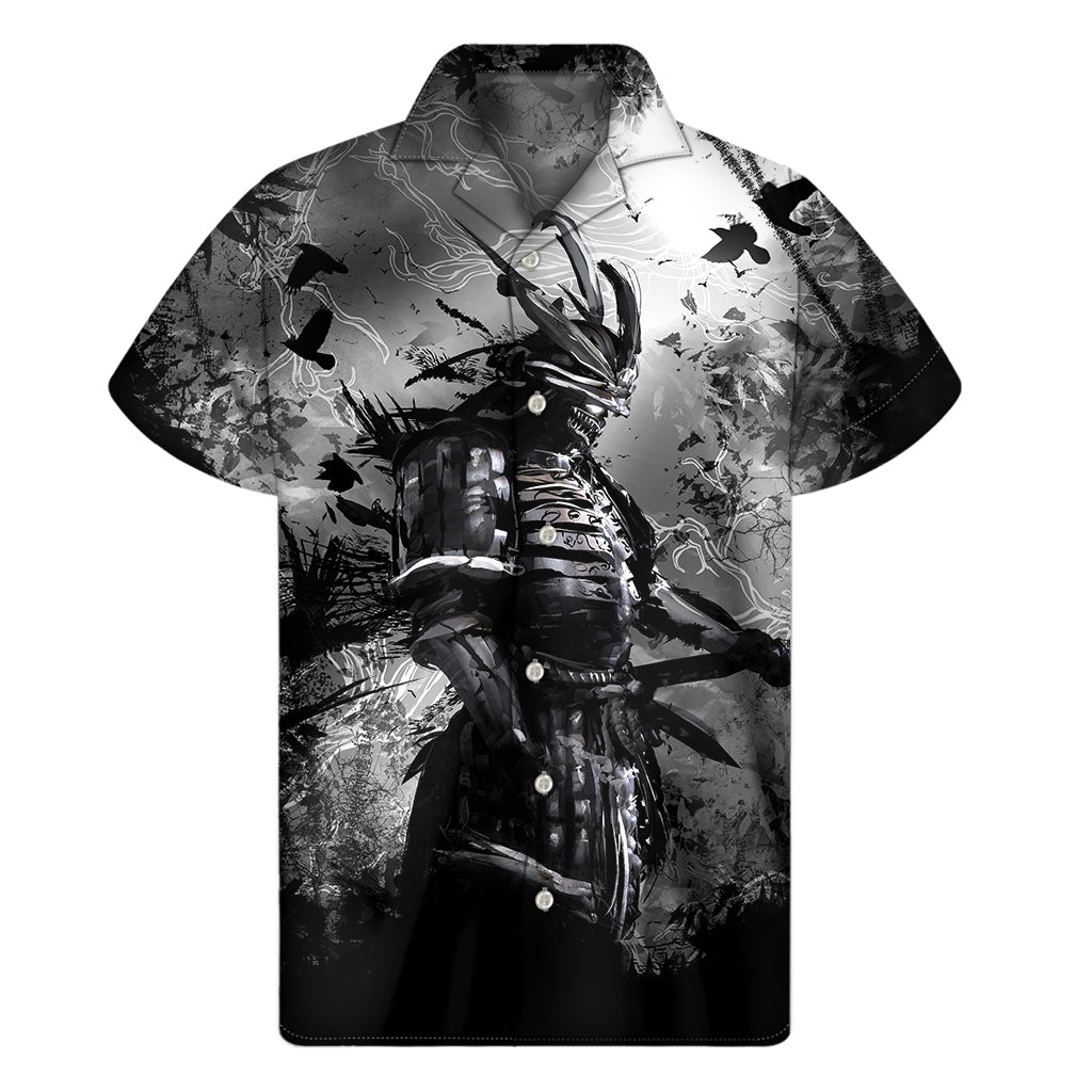 Dark Samurai Warrior Print Men's Short Sleeve Shirt