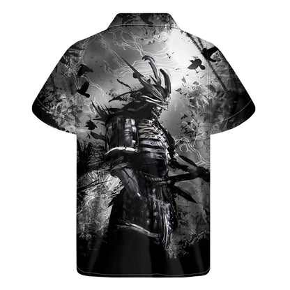 Dark Samurai Warrior Print Men's Short Sleeve Shirt
