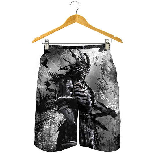 Dark Samurai Warrior Print Men's Shorts