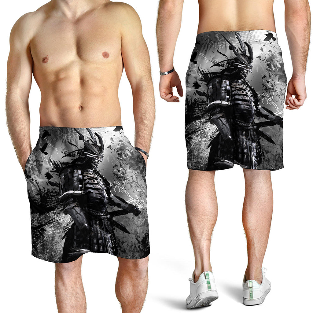 Dark Samurai Warrior Print Men's Shorts