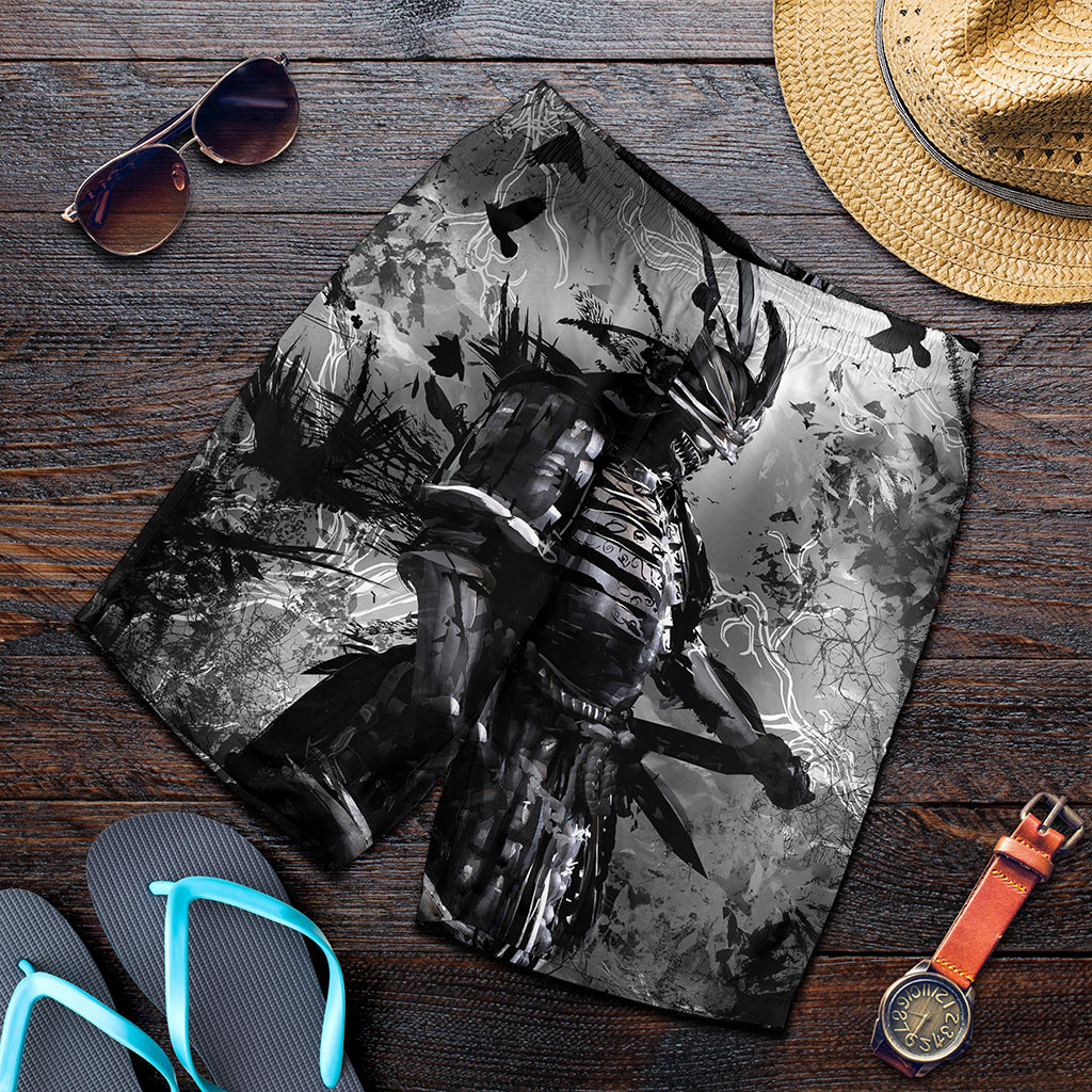 Dark Samurai Warrior Print Men's Shorts