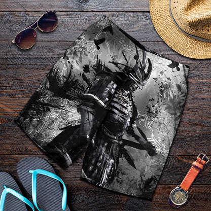 Dark Samurai Warrior Print Men's Shorts