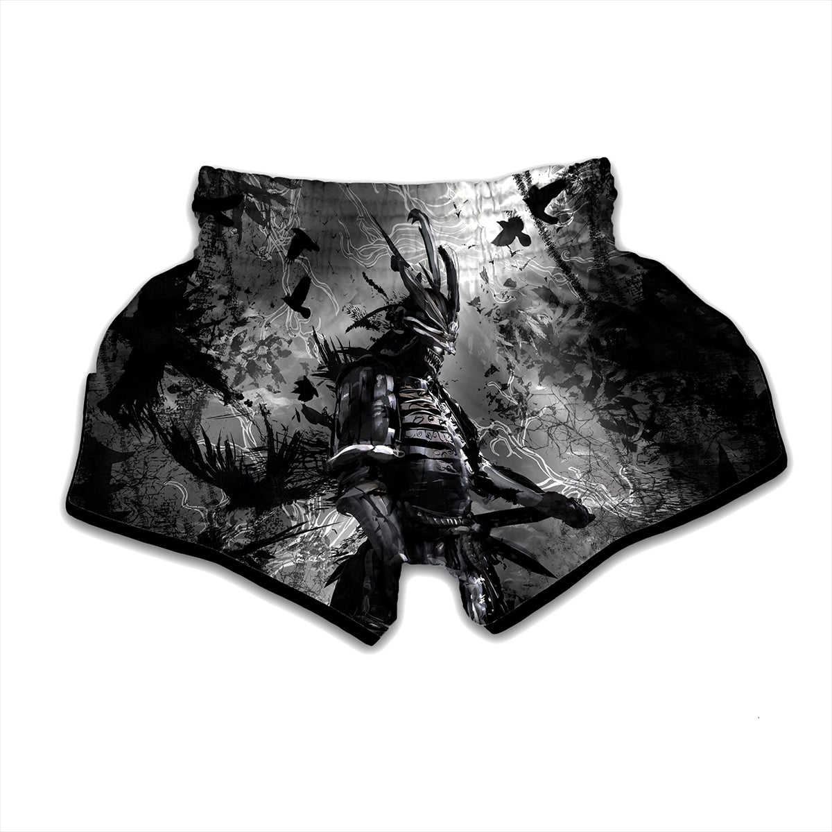 Dark Samurai Warrior Print Muay Thai Boxing Shorts