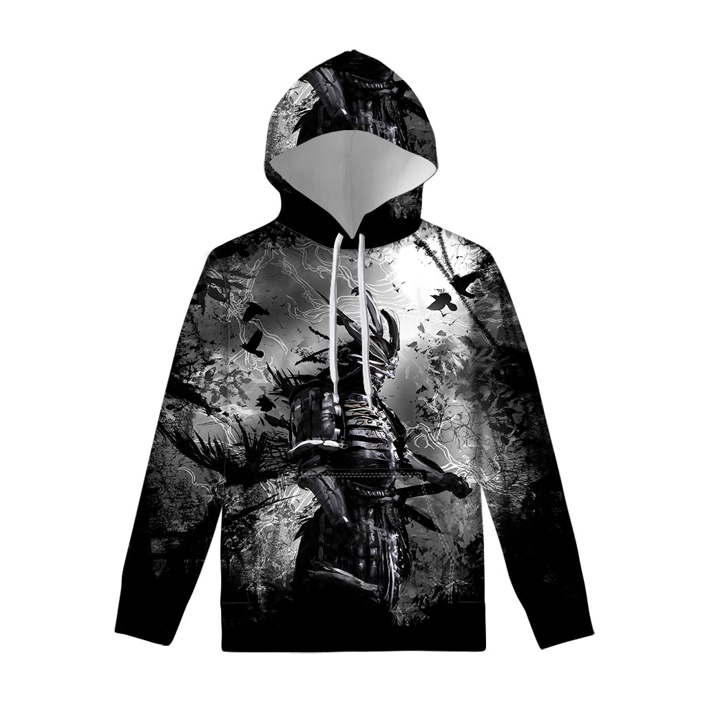 Dark Samurai Warrior Print Pullover Hoodie