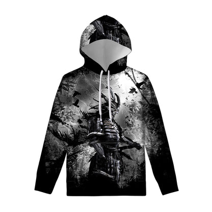 Dark Samurai Warrior Print Pullover Hoodie