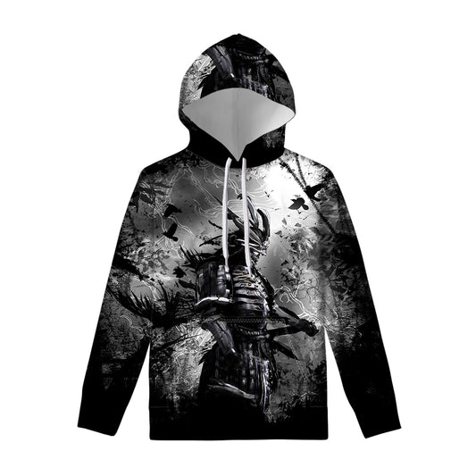 Dark Samurai Warrior Print Pullover Hoodie