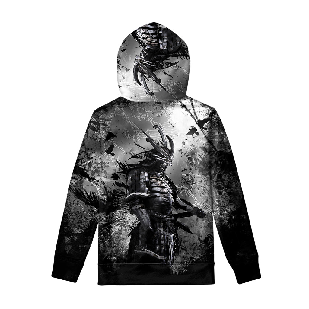Dark Samurai Warrior Print Pullover Hoodie