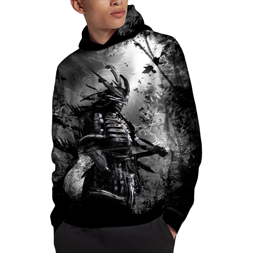 Dark Samurai Warrior Print Pullover Hoodie