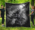 Dark Samurai Warrior Print Quilt