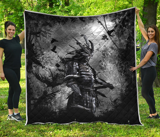 Dark Samurai Warrior Print Quilt