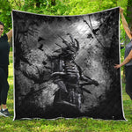 Dark Samurai Warrior Print Quilt
