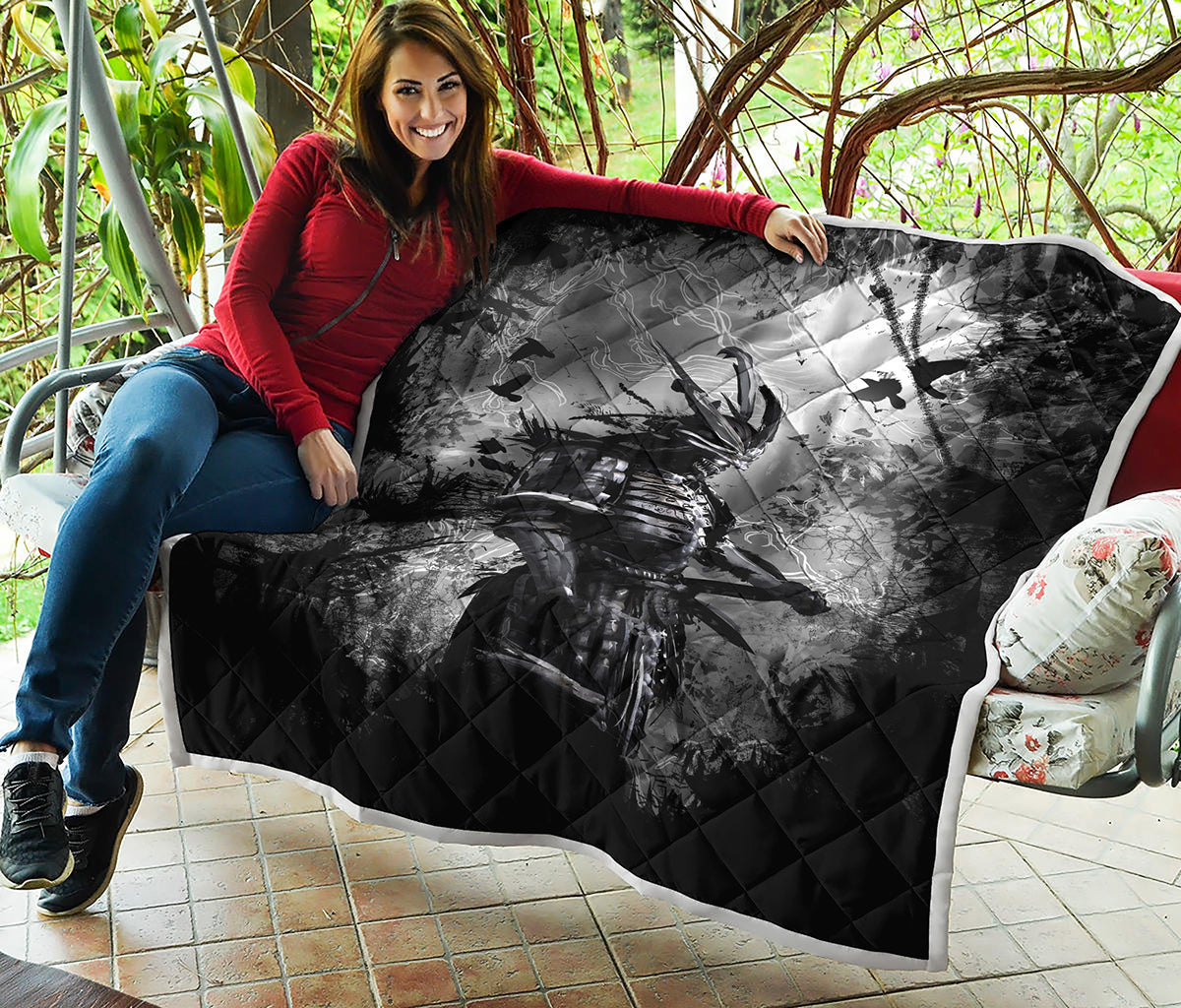 Dark Samurai Warrior Print Quilt