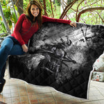 Dark Samurai Warrior Print Quilt