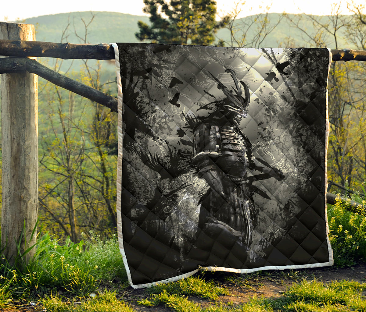 Dark Samurai Warrior Print Quilt