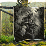 Dark Samurai Warrior Print Quilt