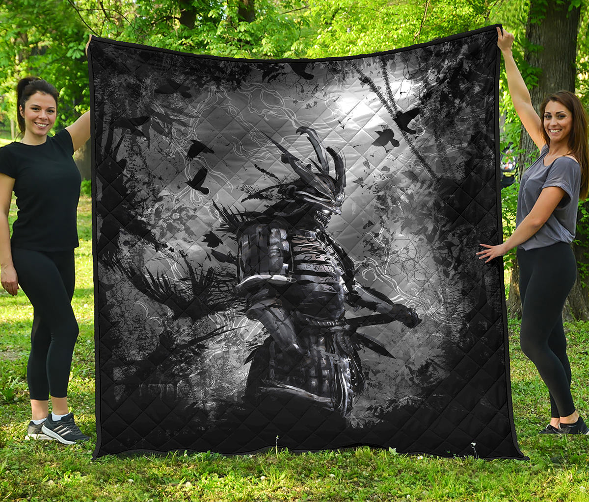 Dark Samurai Warrior Print Quilt