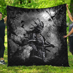 Dark Samurai Warrior Print Quilt