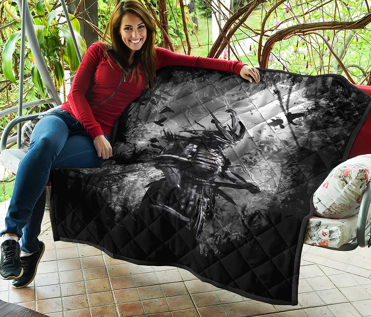 Dark Samurai Warrior Print Quilt