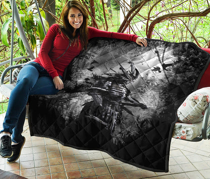 Dark Samurai Warrior Print Quilt