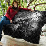 Dark Samurai Warrior Print Quilt