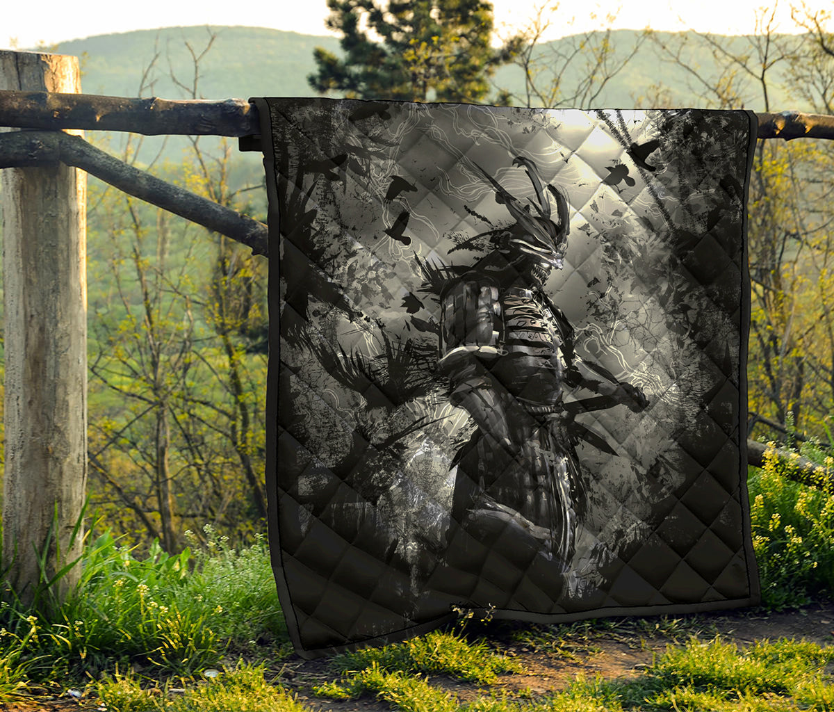 Dark Samurai Warrior Print Quilt
