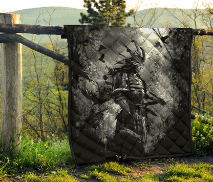 Dark Samurai Warrior Print Quilt